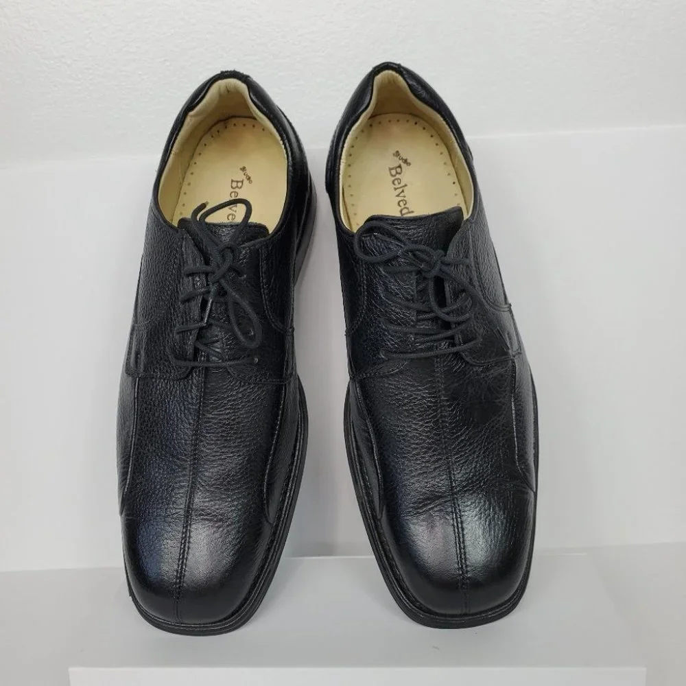 Belvedere Black Bay Ridge Leather Men's Dress Shoe Size 10EEE